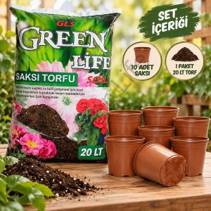 Saksı ve Toprak Seti (10 adet saksı + 20 lt Toprak)