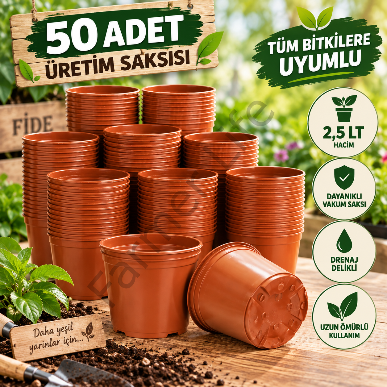 2,5 Lt Vakum Üretim Saksısı (50 Adet)