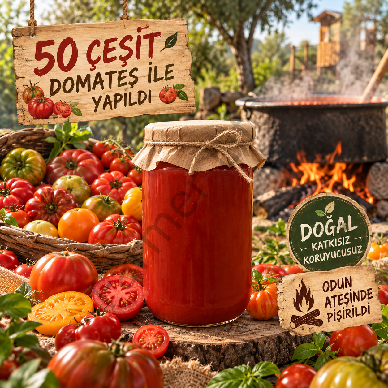 Odun Ateşinde Doğal Domates Sosu 660cc